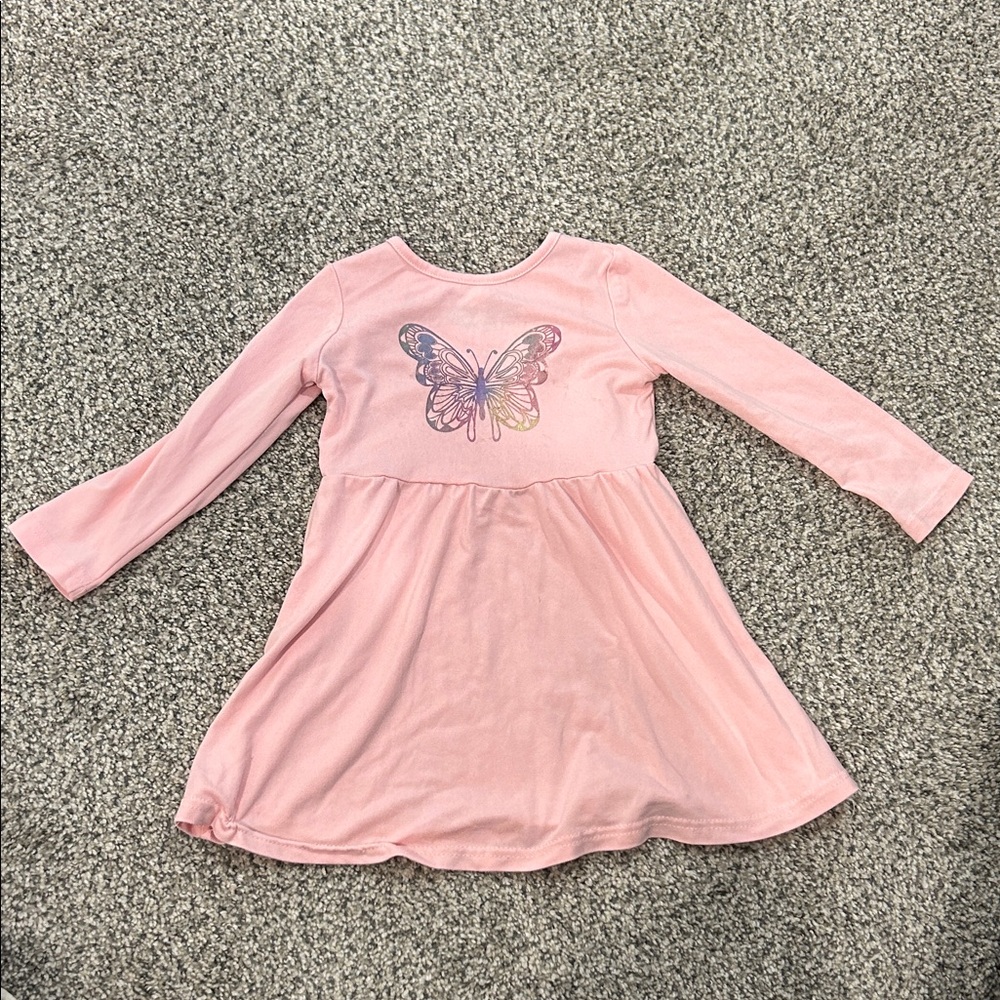 Baby Girl Pink Dress with Butterfly Design